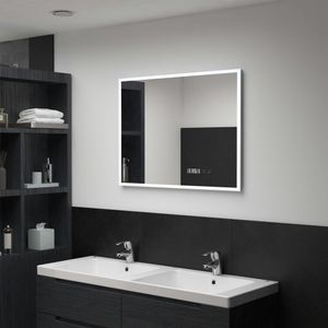 VidaXL Badkamerspiegel led met aanraaksensor en tijdweergave 80x60 cm