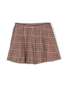 MC2 Saint Barth Kids dogtooth-pattern pleated miniskirt - Marron