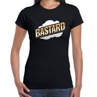 Bastard fun tekst t-shirt voor dames zwart in 3D effect