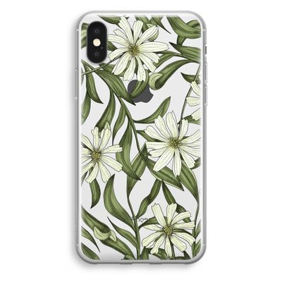 Wit bloemenpatroon: iPhone XS Transparant Hoesje