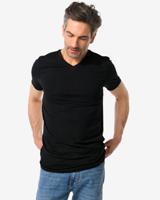 HEMA Heren T-shirt Slim Fit V-hals Extra Lang Zwart (zwart)