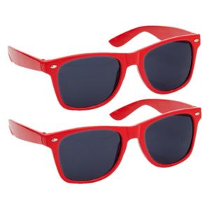 Hippe Party zonnebril - 2x - rood - plastic - UV400 - verkleedbril - carnaval/verkleed