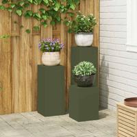 VidaXL Plantenstandaard 3 pcs olijfgroen staal