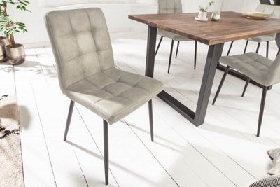 Retro design stoel MODENA steengrijs met decoratieve stiksels - 40690
