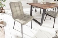 Retro design stoel MODENA steengrijs met decoratieve stiksels - 40690 - thumbnail