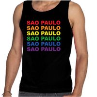 Regenboog Sao Paulo gay pride zwarte tanktop voor heren - thumbnail