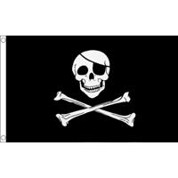 Piratenvlag - zwart/wit - 90 x 150 cm - polyester - piraten thema vlag