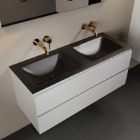 Mondiaz Aivy badmeubel 120cm talc met wastafel solid surface urban dubbel zonder kraangat - thumbnail