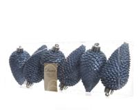 Dennenappel plastic glitter hang diameter 4.5x8cm nacht blauw - Ksd