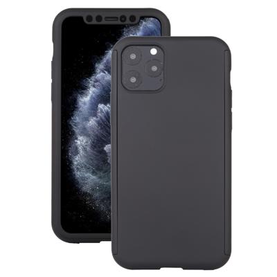 Voor iPhone 11 Pro Max schokbestendige PC volledige dekking beschermhoes met gehard glas film (zwart)