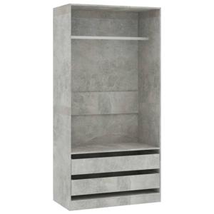 The Living Store Kledingkast Betongrijs 100x50x200 cm - 2 lades - 1 groot vak