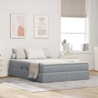 Opbergbed met matras Lichtgrijs 140 x 190 cm Polyester
