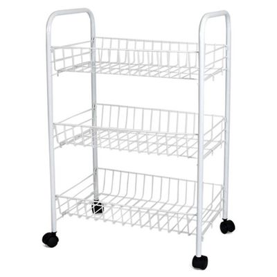 Witte keuken trolley met manden 40 x 26 x 62 cm - Opberg trolley