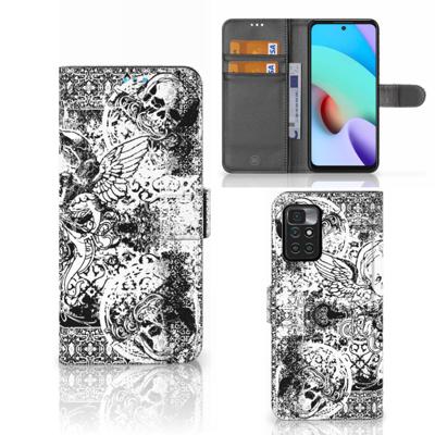 Telefoonhoesje met Naam Xiaomi Redmi 10 Skulls Angel | Portemonnee hoesje