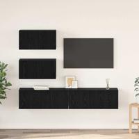 Tv-meubelset 4 pcs Zwart eiken 80 x 30 x 30 cm Bewerkt hout