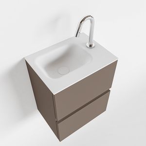 Toiletmeubel Mondiaz Ada | 40 cm | Meubelkleur Smoke | Lex wastafel Talc Rechts | 1 kraangat