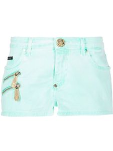 Philipp Plein short court en jean à zips - Vert