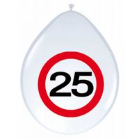 8x stuks Ballonnen 25 jaar verkeersbord versiering - thumbnail