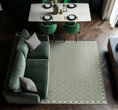 Bloemen tegelpatroon vinyl tapijt eetkamer