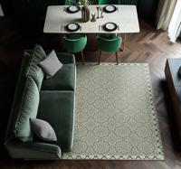 Bloemen tegelpatroon vinyl tapijt eetkamer