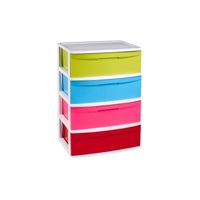 Ladekast/organizer met 4 lades wit/multi kleuren 40 x 56 x 80 cm