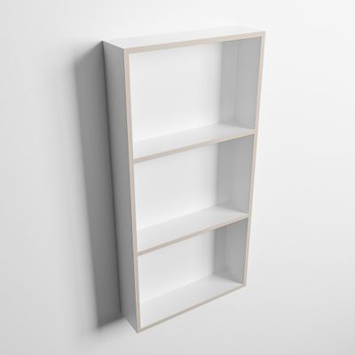 MONDIAZ EASY Nis 59,5x29,5cm in solid surface kleur Linen | Talc. 3 vakken geschikt voor in- of opbouw