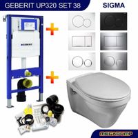 Geberit Up320 Toiletset 38 Gustavsberg Saval Met Bril En Drukplaat - thumbnail