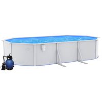 The Living Store Bovengronds zwembad met stalen wanden - 610 x 360 x 120 cm - Inclusief zandfilterpomp - GS - thumbnail