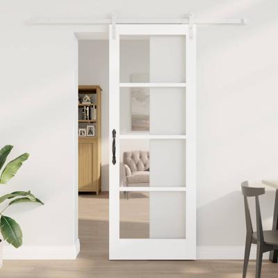 Schuifdeur met beslag ORKDAL massief hout en glas wit
