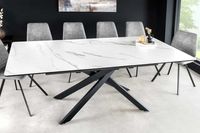 Uitschuifbare eettafel ALPINE 160-200cm wit keramiek marmer zwart metalen frame - 43844 - thumbnail