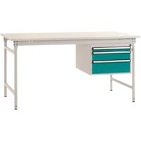 Manuflex BB5261.5021 Compleet bijzettafel basis stationair met melamine schijf + behuizing onderbouw, bxdxh: 1000 x 800 x 780 mm Waterblauw - thumbnail