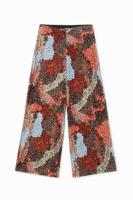 Wijde broek met print - RED - XL - thumbnail