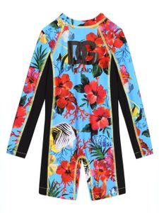 Dolce & Gabbana Kids maillot de bain à fleurs - Bleu