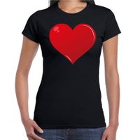 Hart cadeau t-shirt zwart voor dames - thumbnail