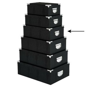 5Five Opbergdoos/box - 5x - zwart - L36 x B24.5 x H12.5 cm - Stevig karton - Crocobox