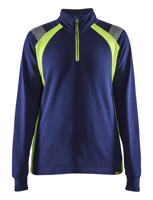 Blåkläder Dames Sweatshirt halve rits Visible 34031158 | Marine/High-Vis Geel | Maat L - 7330509815489