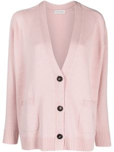 Le Tricot Perugia cardigan nervuré à col v - Rose