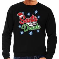 Foute Drank Kersttrui sweater - Santa is a little drunk - zwart - voor heren - kerstkleding