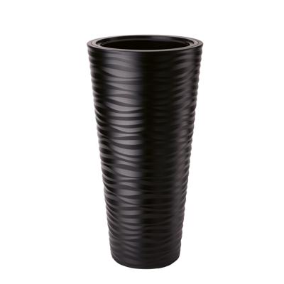 Form Plastic Plantenpot/bloempot Sahara Round - kunststof - zwart - D35 x H69 cm - met binnenpot