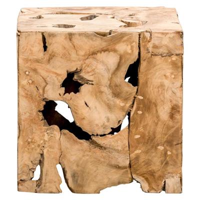 Leen Bakker - Decoratief Blok Naturel Teak Luuk - 37x37x37 Cm - Teakhout - Bruin