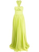 Elie Saab robe longue plissée à dos-nu - Vert - thumbnail