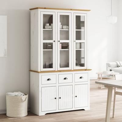Hoge kast BODO 115,5x43x200,5 cm grenenhout wit en bruin