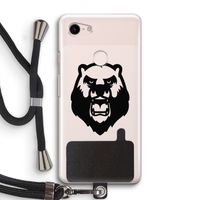 Angry Bear (black): Pixel 3 Transparant Hoesje met koord