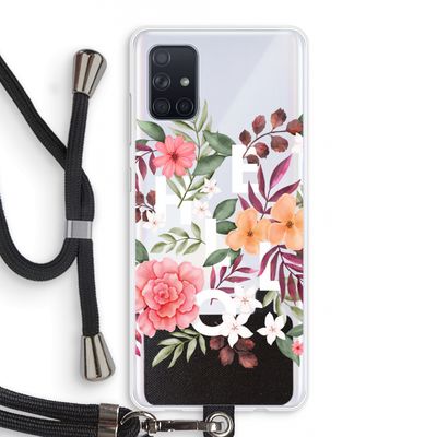 Hello in flowers: Samsung Galaxy A71 Transparant Hoesje met koord