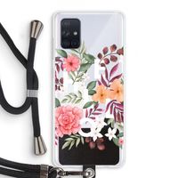 Hello in flowers: Samsung Galaxy A71 Transparant Hoesje met koord Hello in flowers: Samsung Galaxy A71 Transparant Hoesje met koord