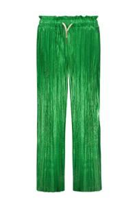 Like Flo Meisjes broek metallic plisse - Groen metallic