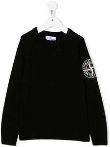 Stone Island Junior pull en maille à logo brodé - Noir