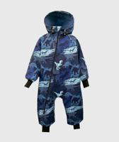 Waterproof Softshell Overall Comfy Dino Shadows Blue Jumpsuit - thumbnail