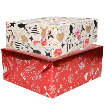 Luxe Kerst inpakpapier - cadeaupapier - 2 verschillende prints - 10x rollen - 250 x 70 cm