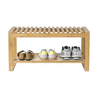 Schoenenrek 2-laags bamboe - bruin - 38x76x38 cm